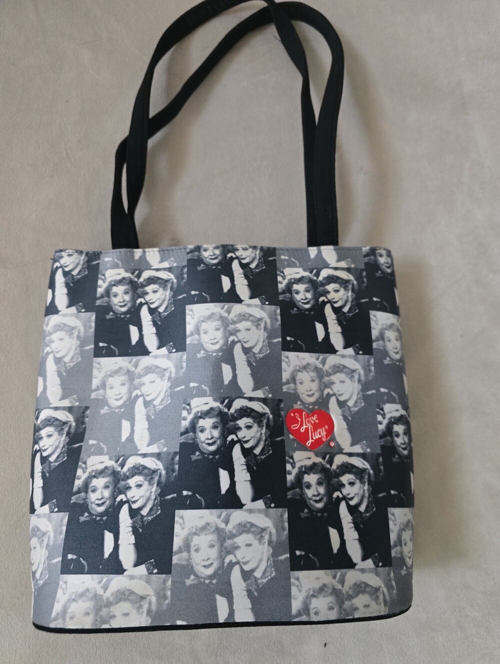 I Love Lucy Black & Gray Photo-Print Tote Bag - Classic TV Icon